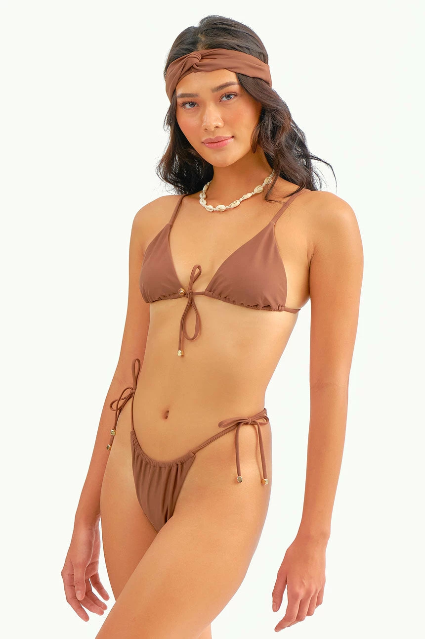 Liv Ruched String Bottoms / Cocoa 4 Liv Ruched String Bottoms / Cocoa - Image 4