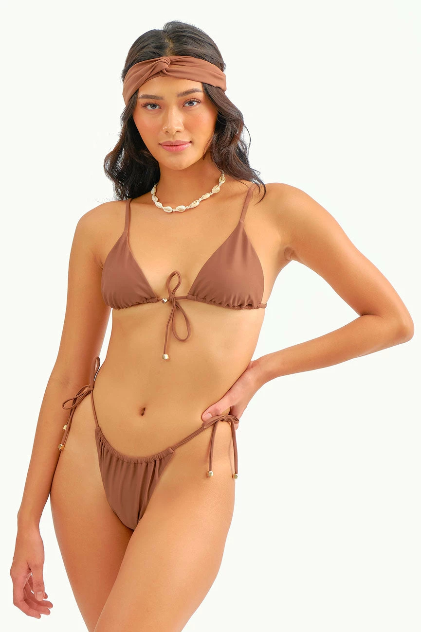 Liv Ruched String Bottoms / Cocoa 3 Liv Ruched String Bottoms / Cocoa - Image 3