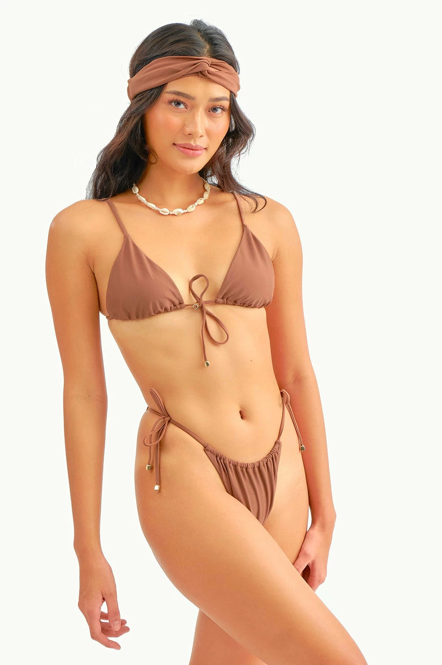 Liv Ruched String Bottoms / Cocoa 2 Liv Ruched String Bottoms / Cocoa - Image 2