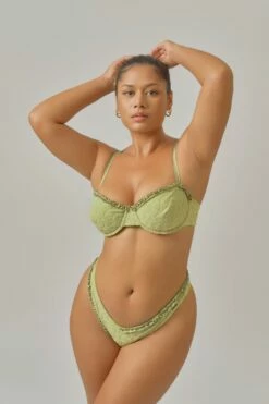 Amelia Frilled Underwire Top / Matcha Jacquard -BLACKBOUGH SWIM Sales MATCHA JACQUARD 18