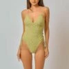 Amanda V Neck One Piece / Matcha Jacquard