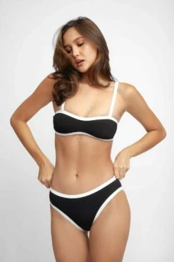 Max Bandeau Top / Raven Black Ribbed -BLACKBOUGH SWIM Sales Raven Black Max Set 1