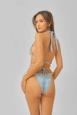 Lindsay Side Ties Cheeky Bottoms / Baby Blue Eyelet
