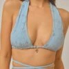 Lindsay Wrap Around Halter Top / Baby Blue Eyelet
