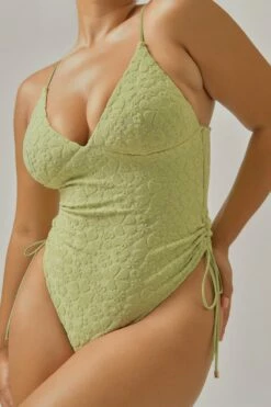 Amanda V Neck One Piece / Matcha Jacquard -BLACKBOUGH SWIM Sales matcha amanda 3 1